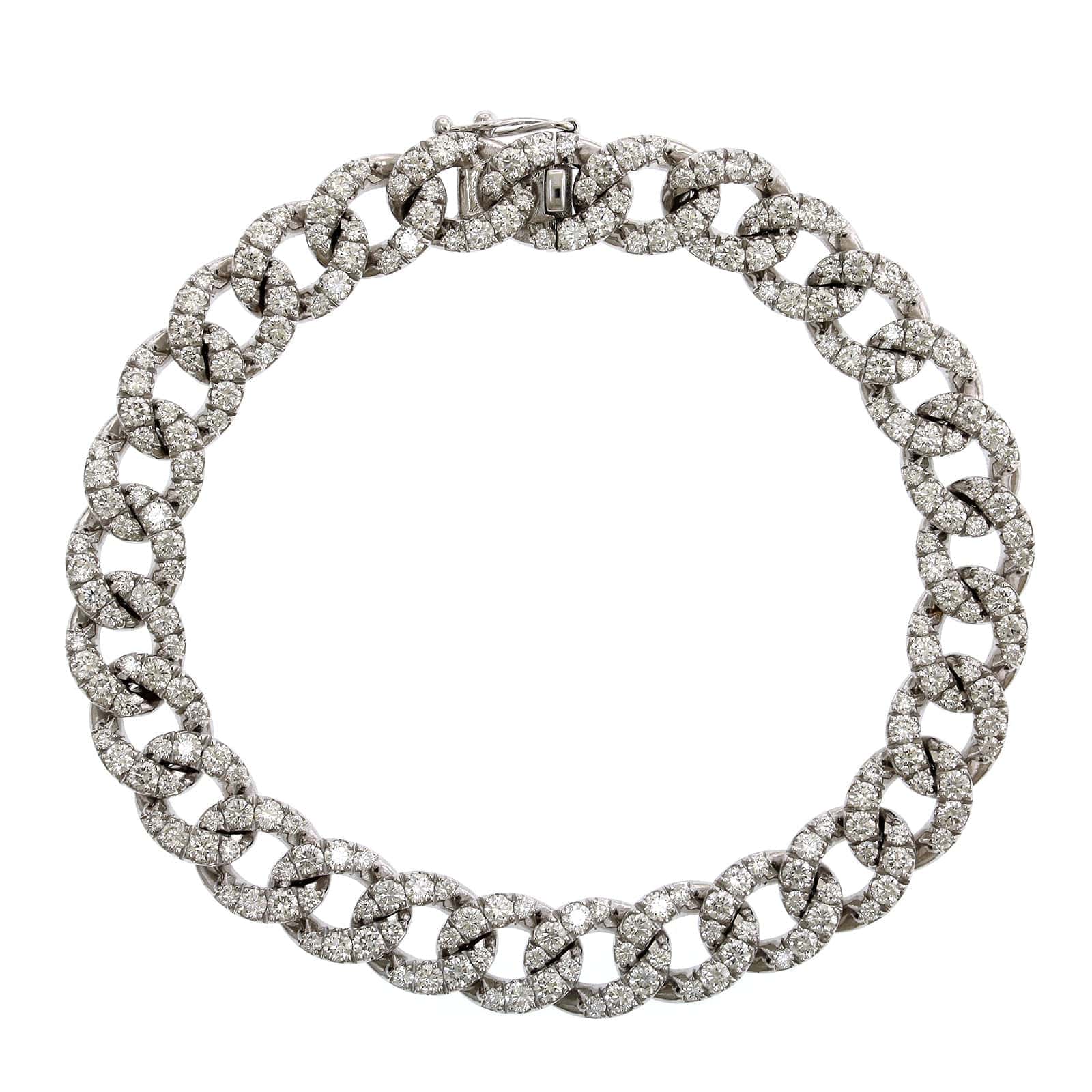 18K White Gold Diamond Curb Link Bracelet, Long's Jewelers