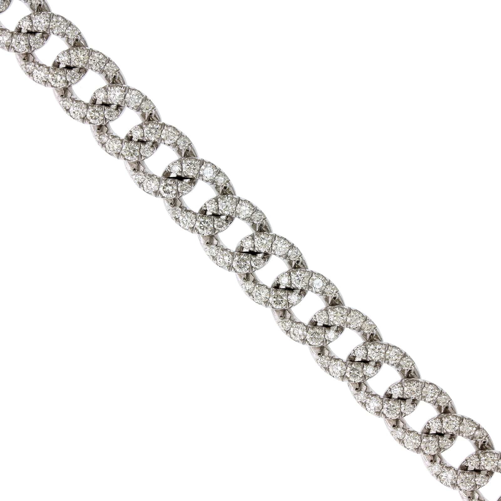 18K White Gold Diamond Curb Link Bracelet, Long's Jewelers