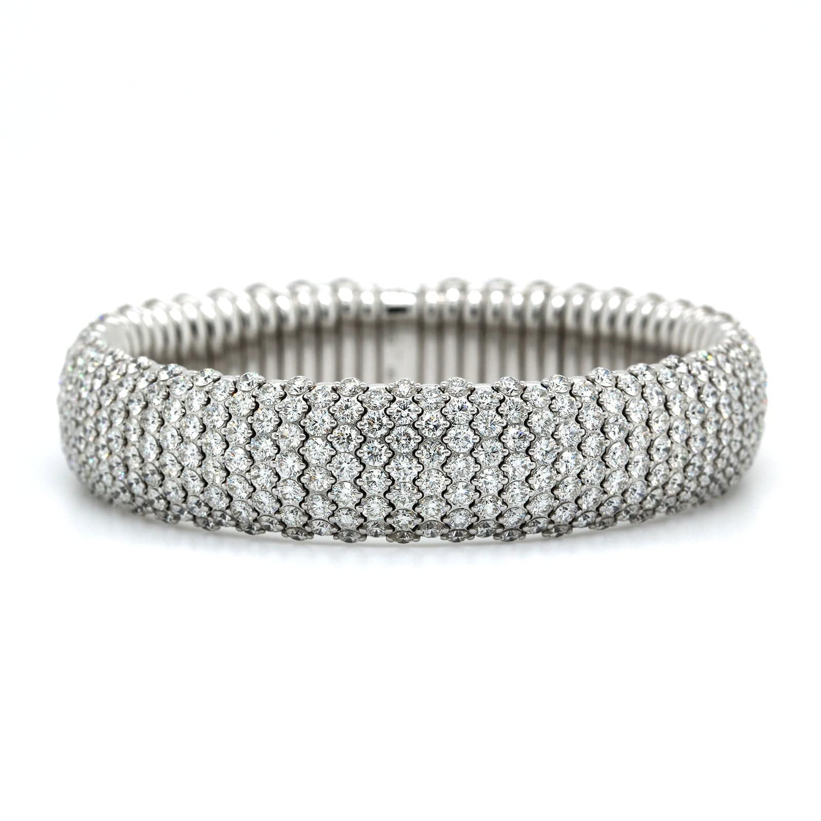 18K White Gold 6 Row Diamond Stretch Bracelet, 18k white gold, Long's Jewelers