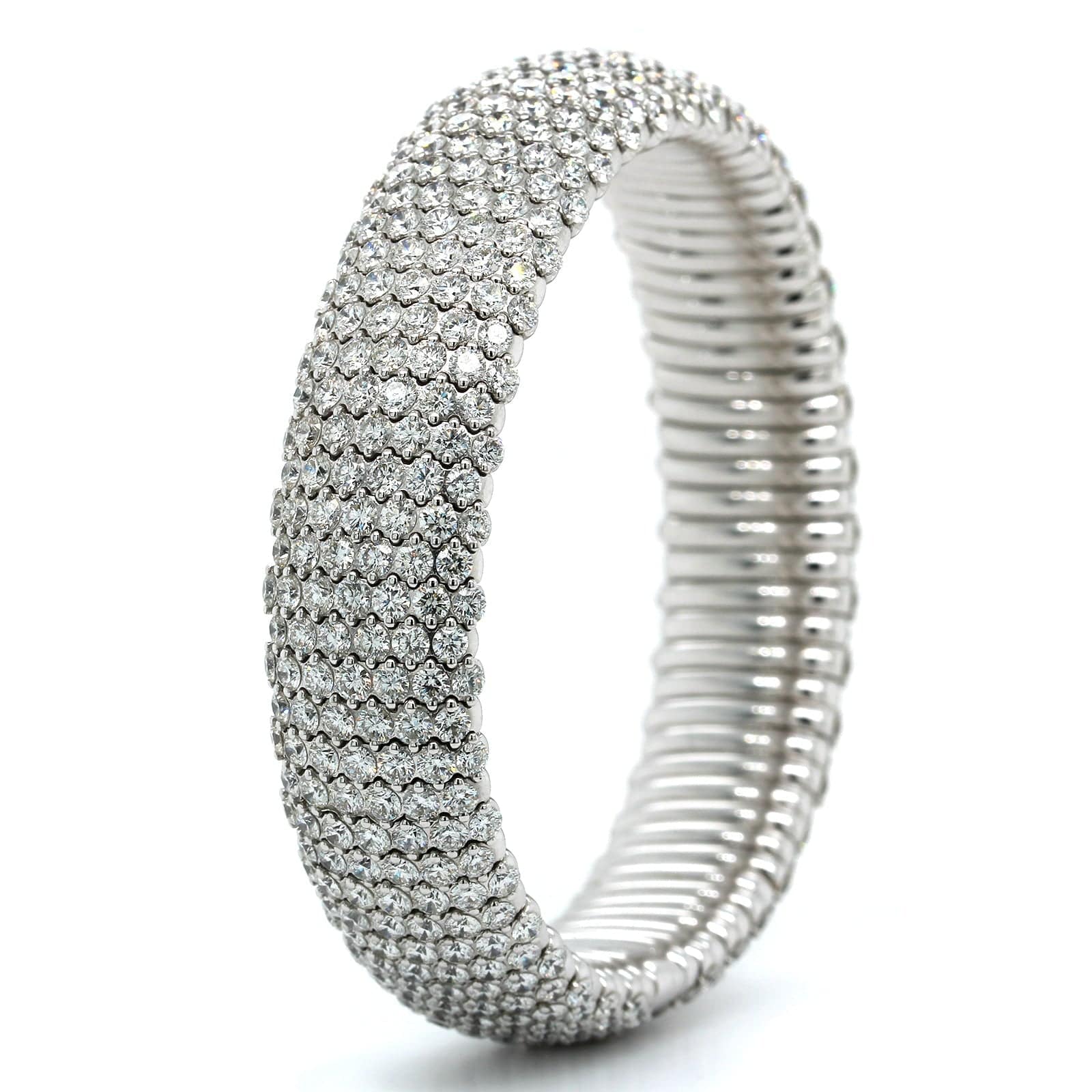 Zydo 18K White Gold 6 Row Diamond Stretch Bracelet