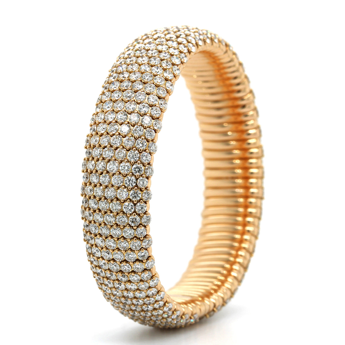 18K Yellow Gold Pave Diamond Stretch Bracelet
