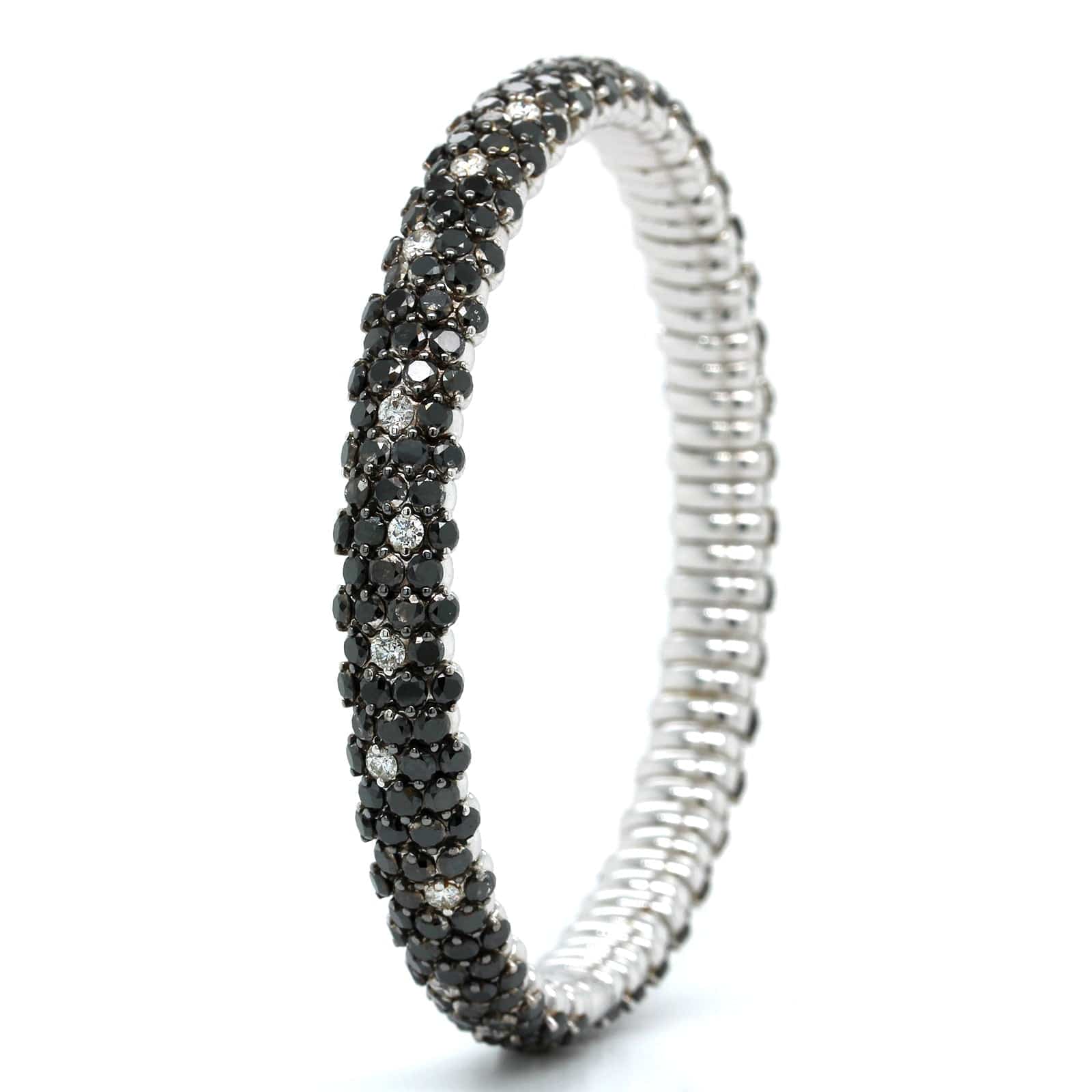 18K White Gold Black Diamond Stretch Bracelet, Long's Jewelers