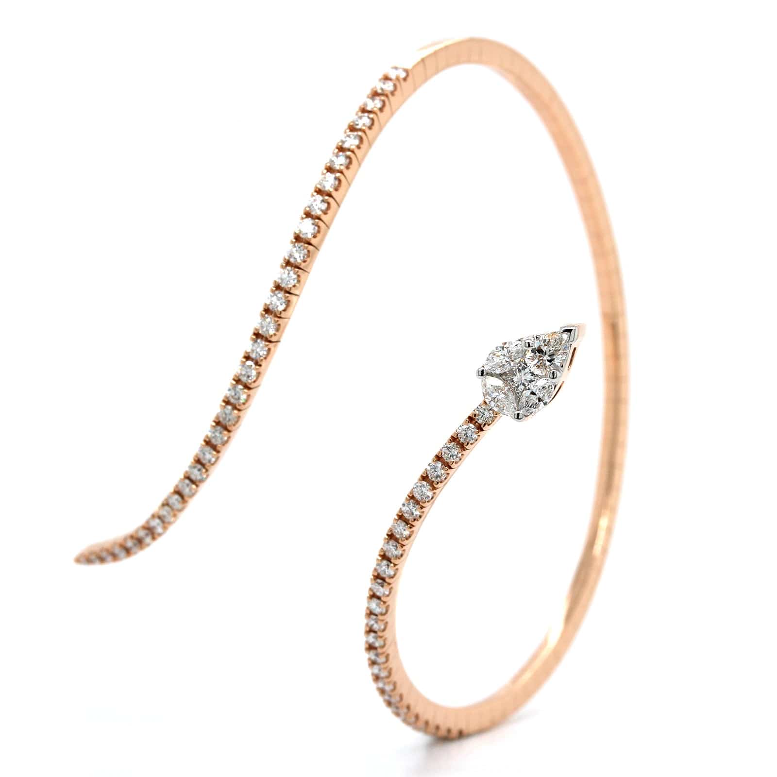 18K Rose Gold Wrap Diamond Cuff Bracelet