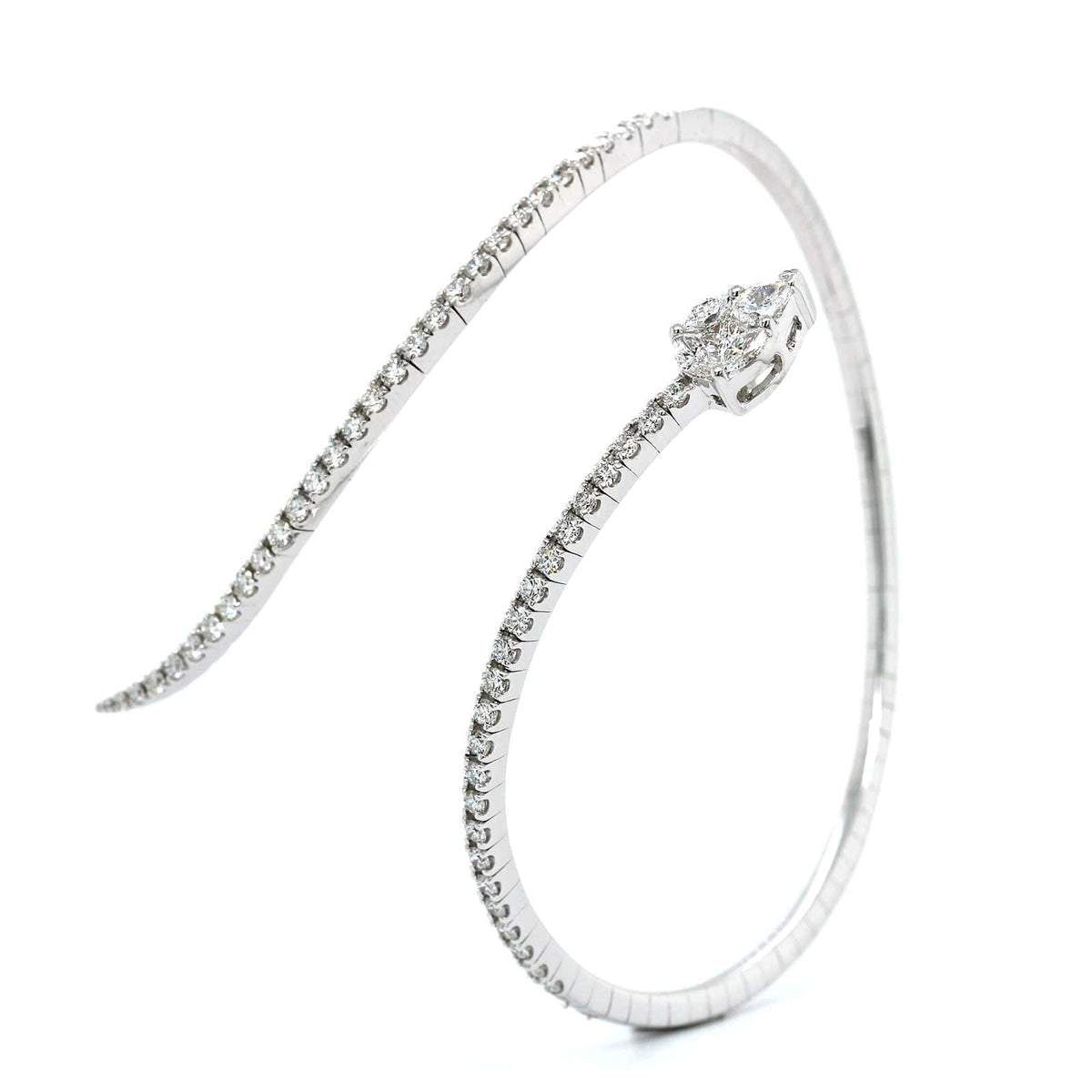 18K White Gold Wrap Diamond Cuff Bracelet