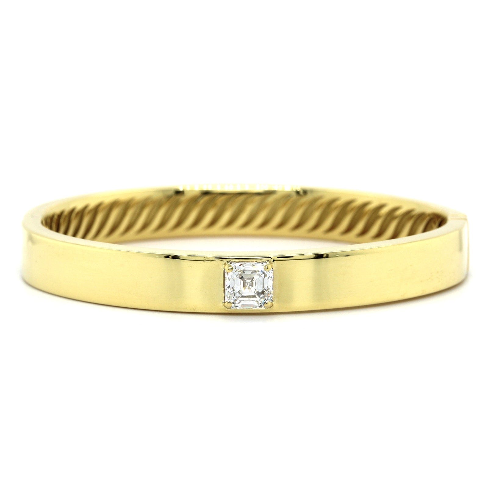 18K Yellow Gold Emerald Diamond Bangle, 18k yellow gold, Long's Jewelers