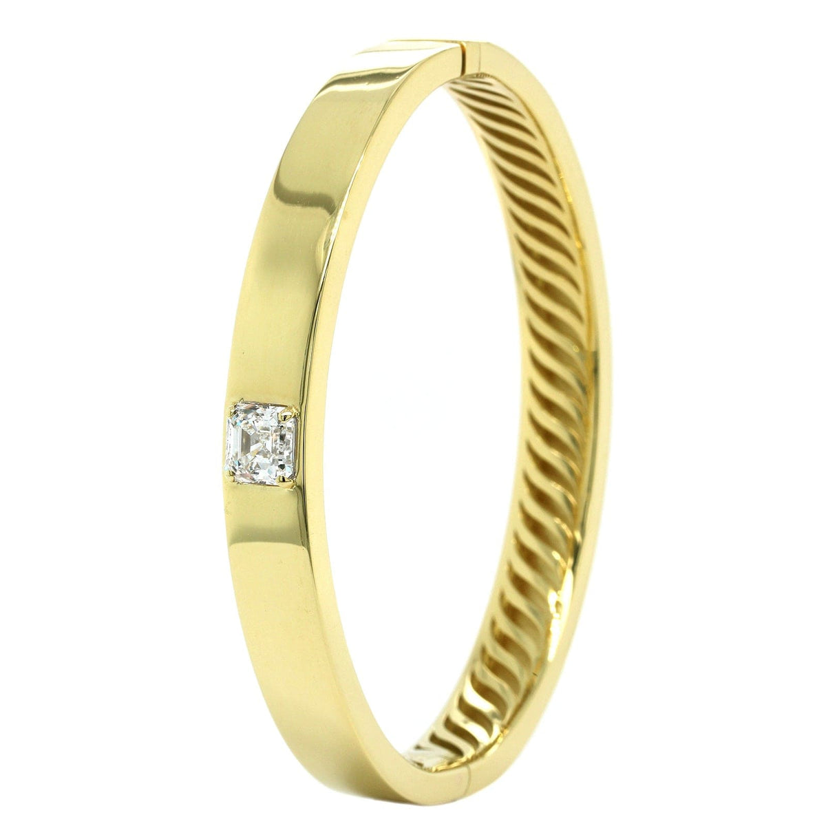 18K Yellow Gold Emerald Diamond Bangle, 18k yellow gold, Long's Jewelers