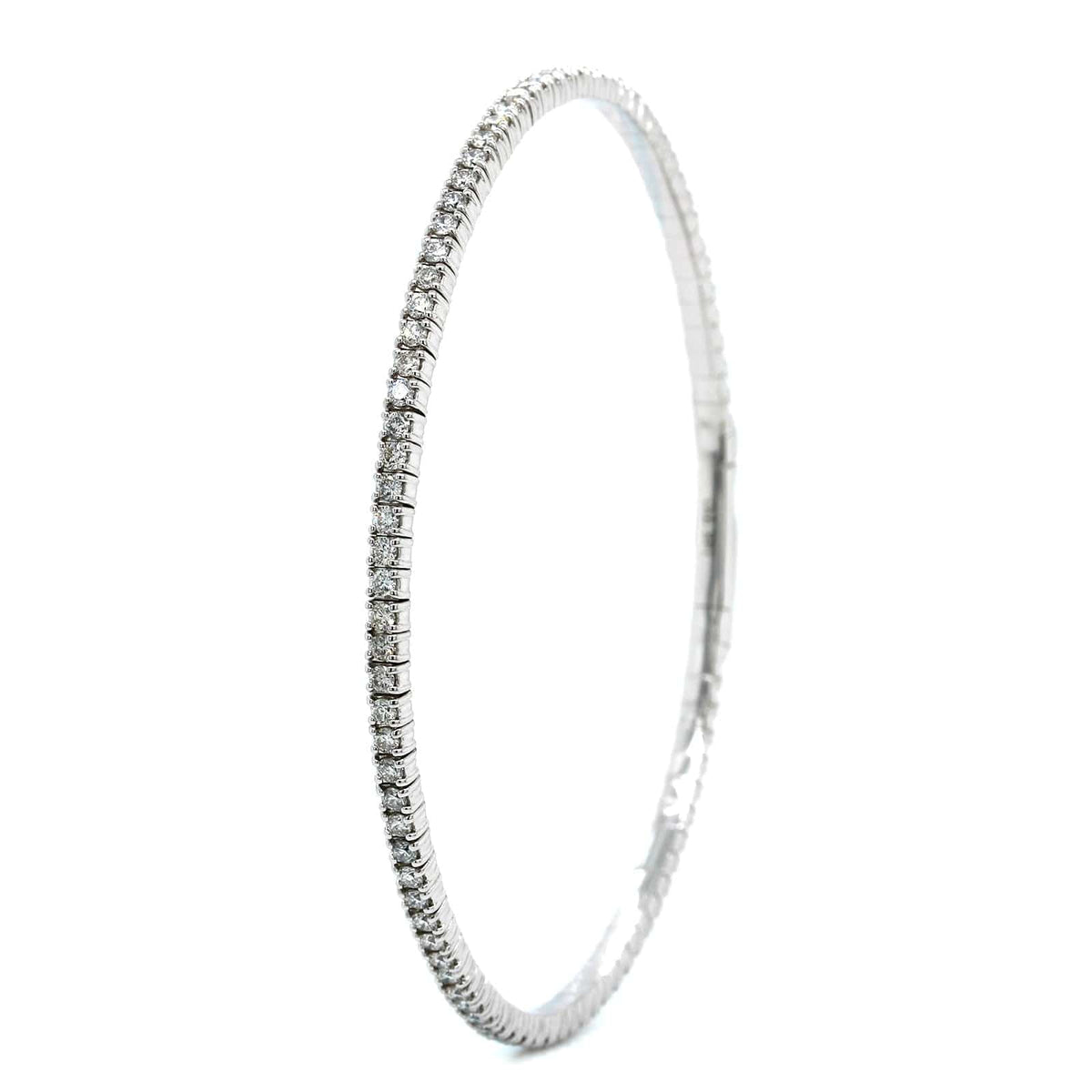 14K White Gold Flex Diamond Bangle