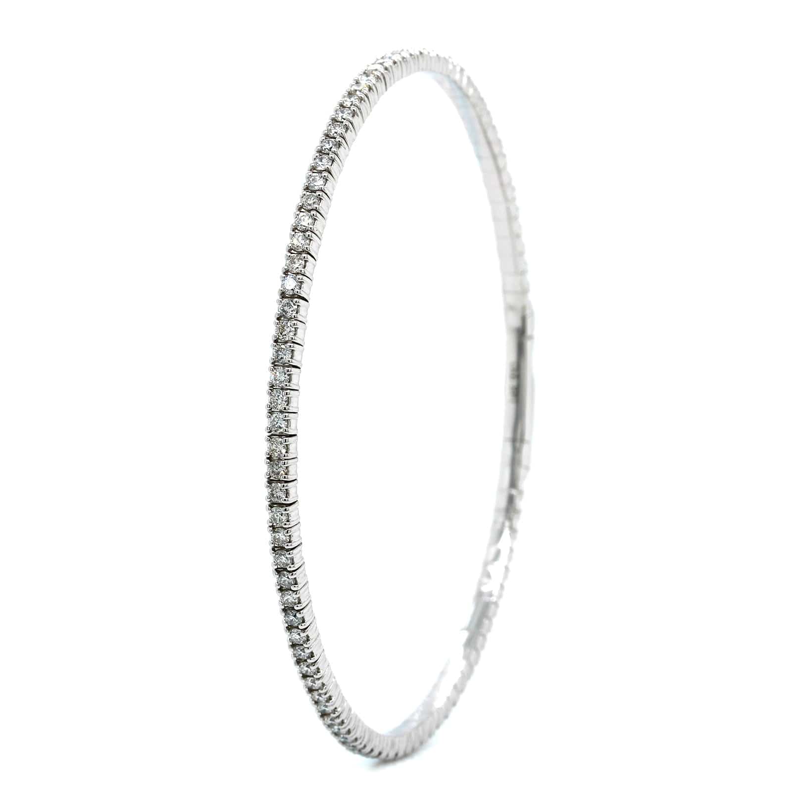 14K White Gold Flex Diamond Bangle