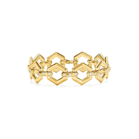 18K Yellow Gold Beehive Link Diamond Bracelet, Long's Jewelers