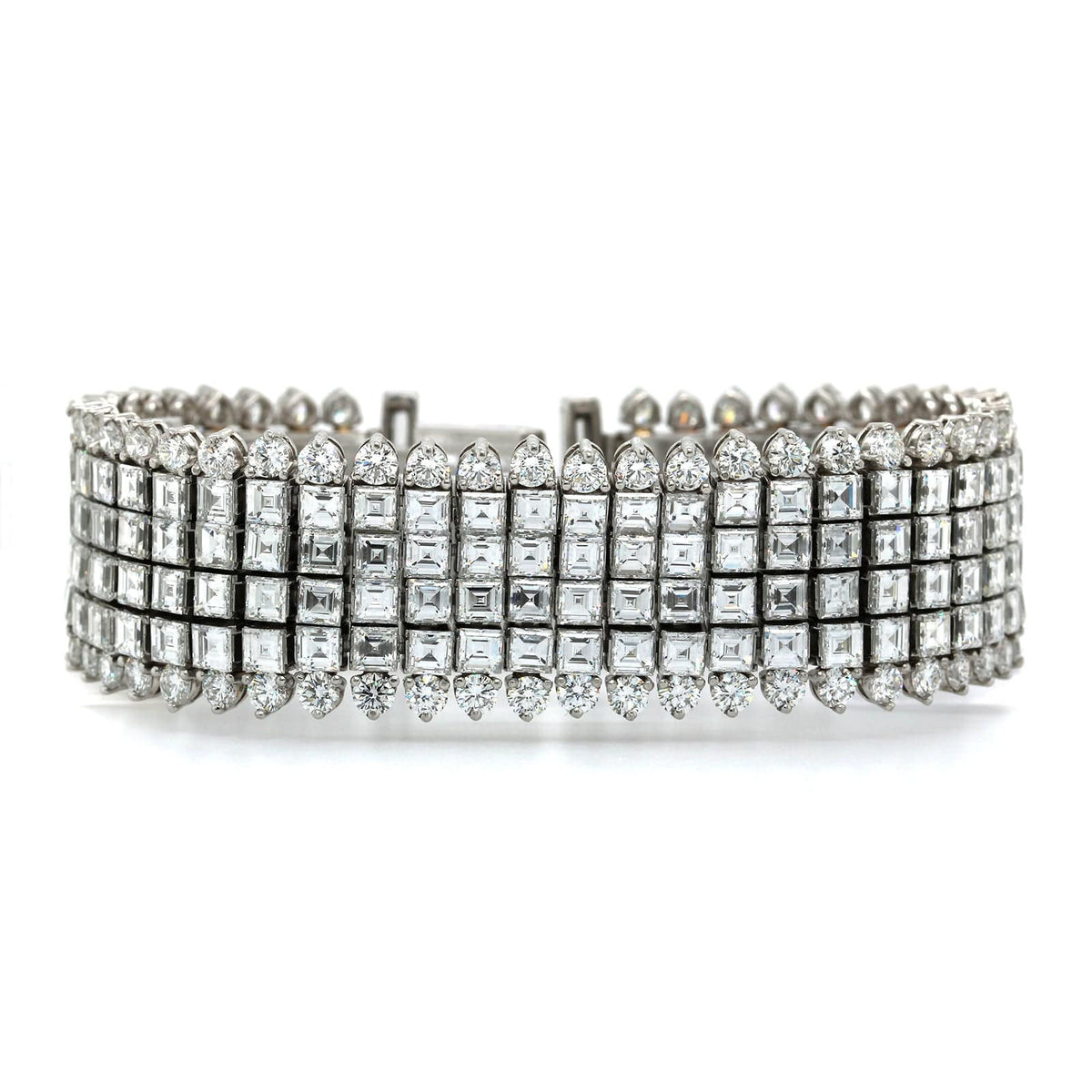 Oscar Heyman Platinum 6 Row Invisible Set Diamond Bracelet