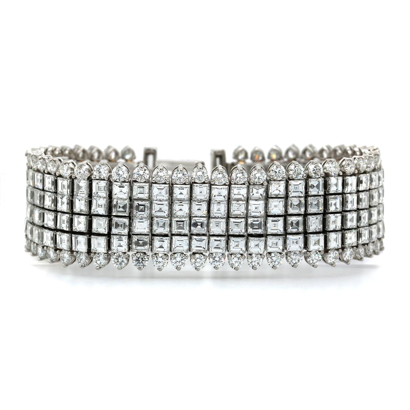 Oscar Heyman Platinum 6 Row Invisible Set Diamond Bracelet