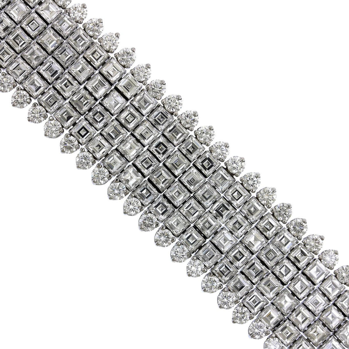 Oscar Heyman Platinum 6 Row Invisible Set Diamond Bracelet