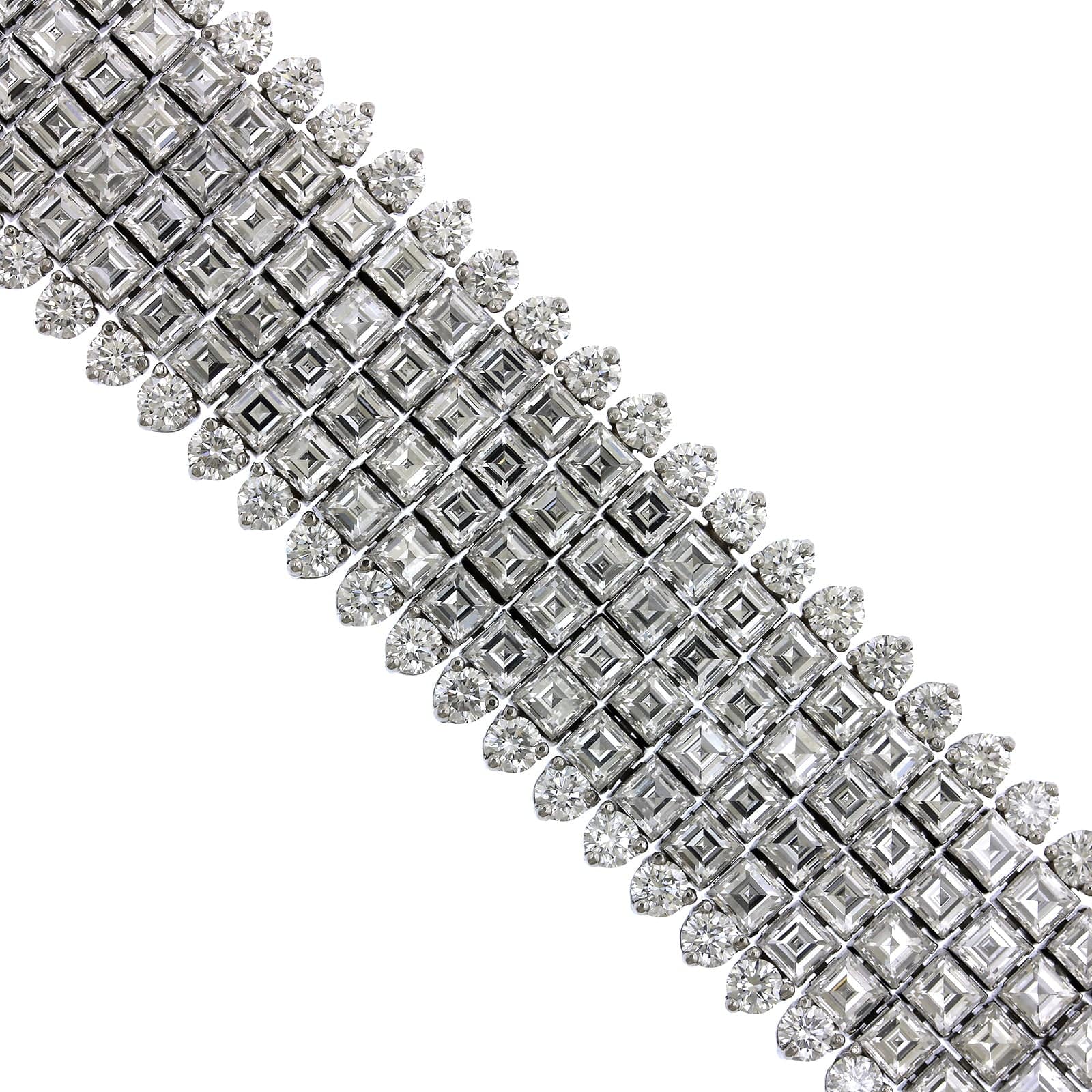 Oscar Heyman Platinum 6 Row Invisible Set Diamond Bracelet