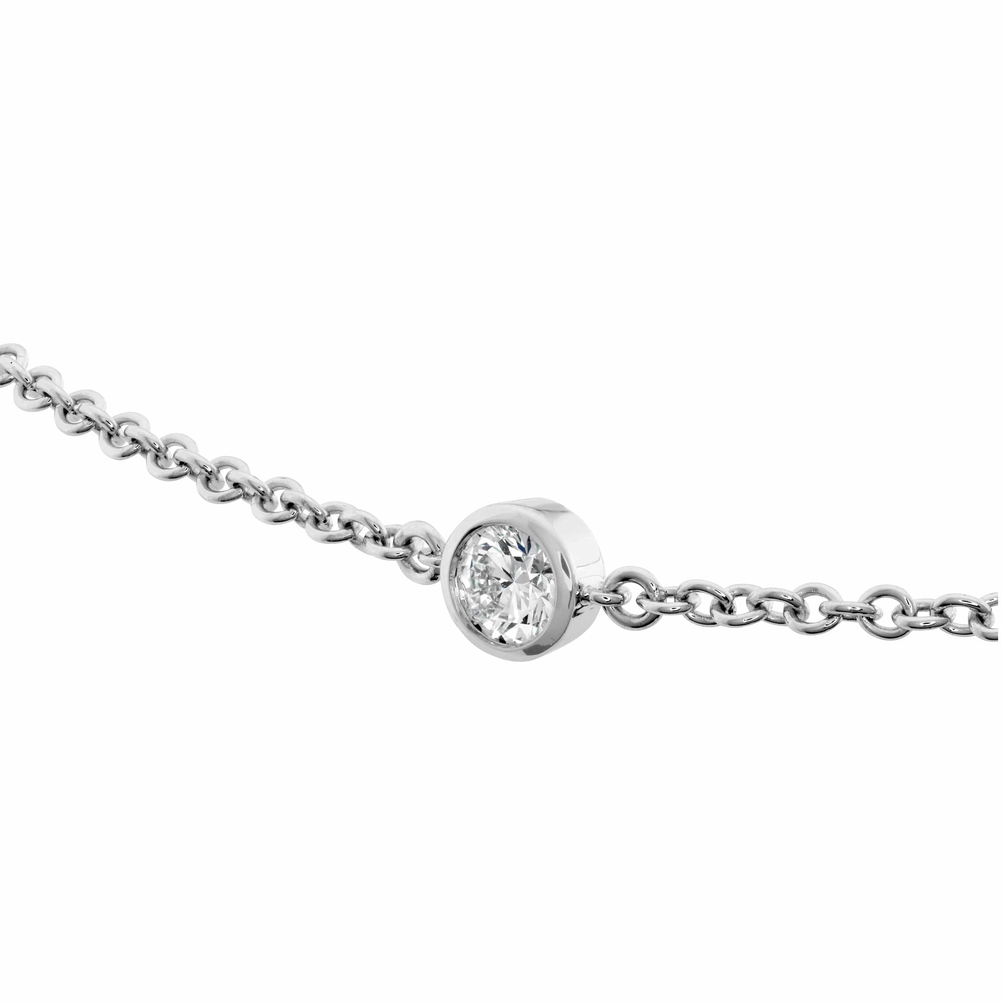 18K White Gold 1 Diamond Bezel Set Chain Bracelet, 18k white gold, Long's Jewelers