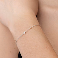 18K White Gold 1 Diamond Bezel Set Chain Bracelet, 18k white gold, Long's Jewelers