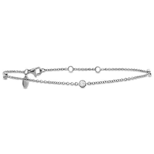 18K White Gold 3 Diamond Bezel Set Chain Bracelet, 18k white gold, Long's Jewelers