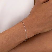 18K White Gold 3 Diamond Bezel Set Chain Bracelet, 18k white gold, Long's Jewelers