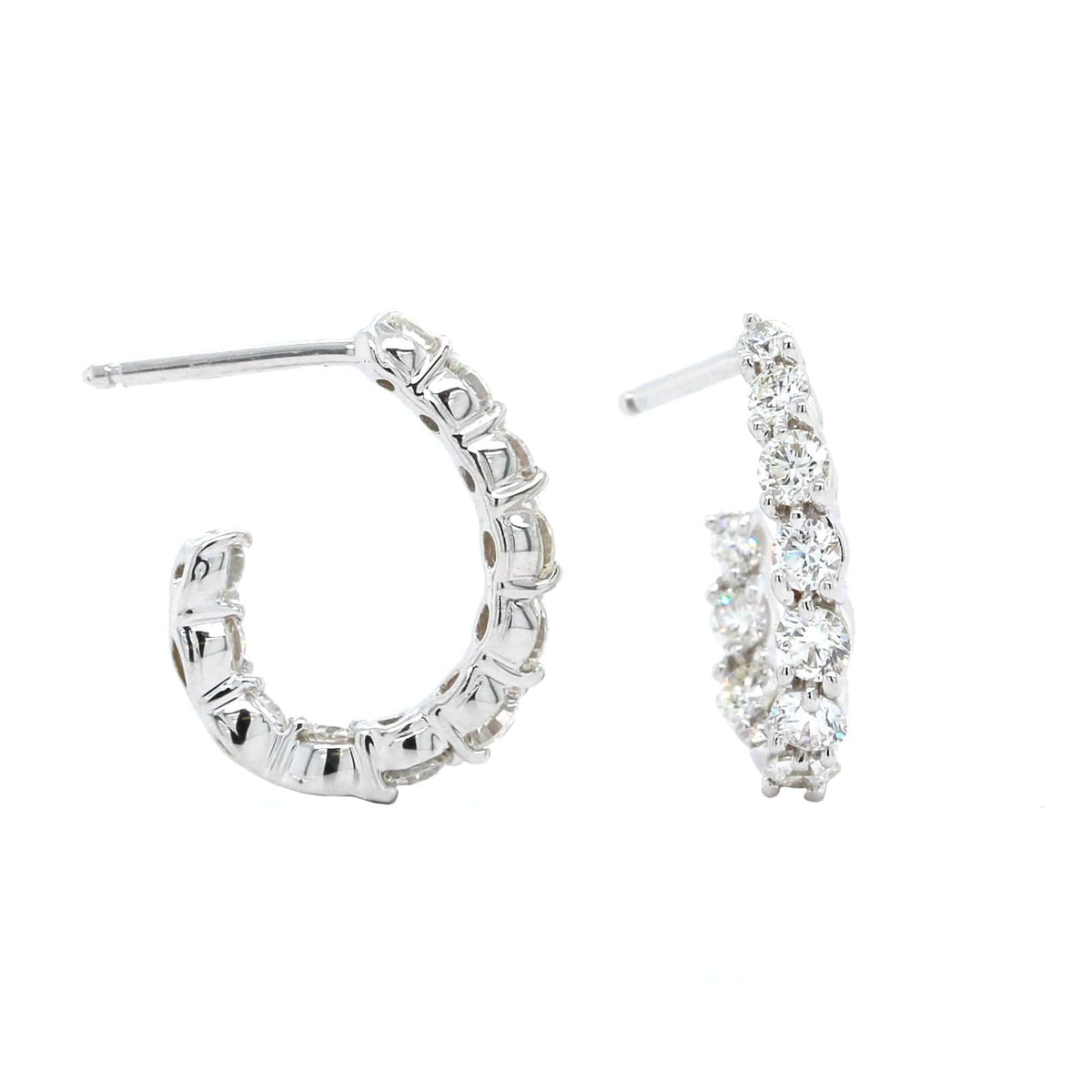 18K White Gold Diamond Hoop Earrings