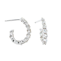18K White Gold Diamond Hoop Earrings