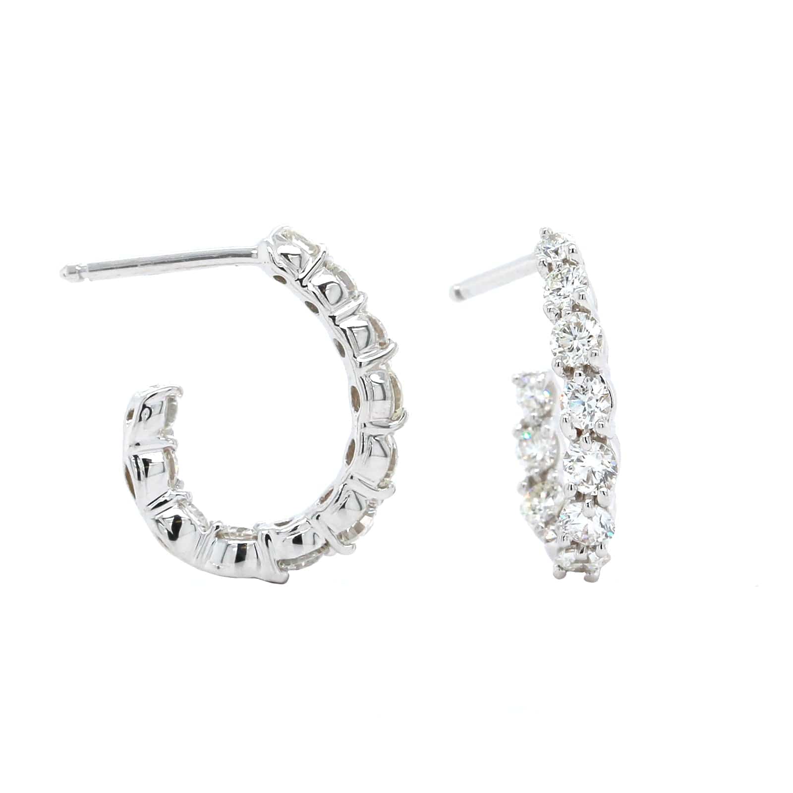 18K White Gold Diamond Hoop Earrings