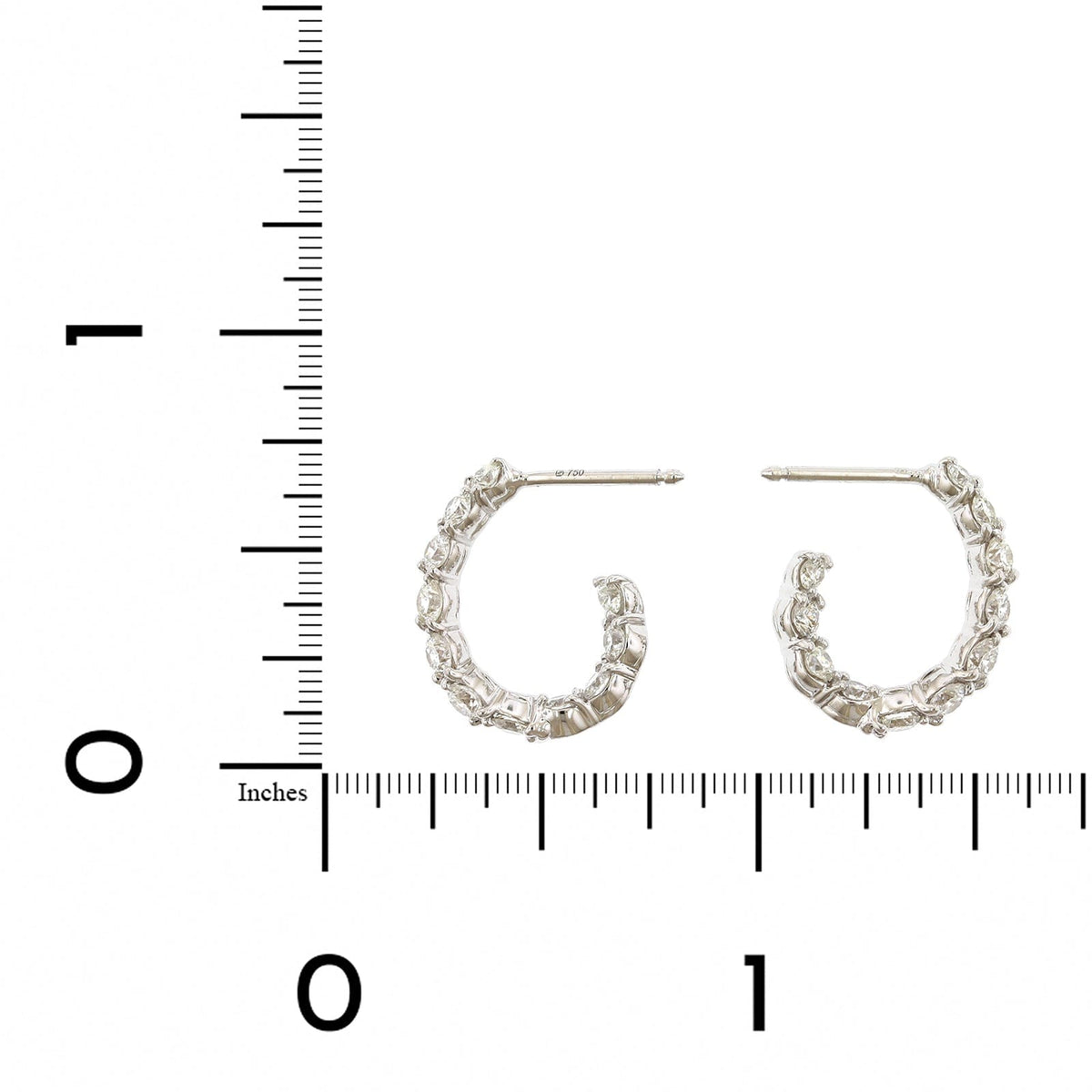18K White Gold Diamond Hoop Earrings