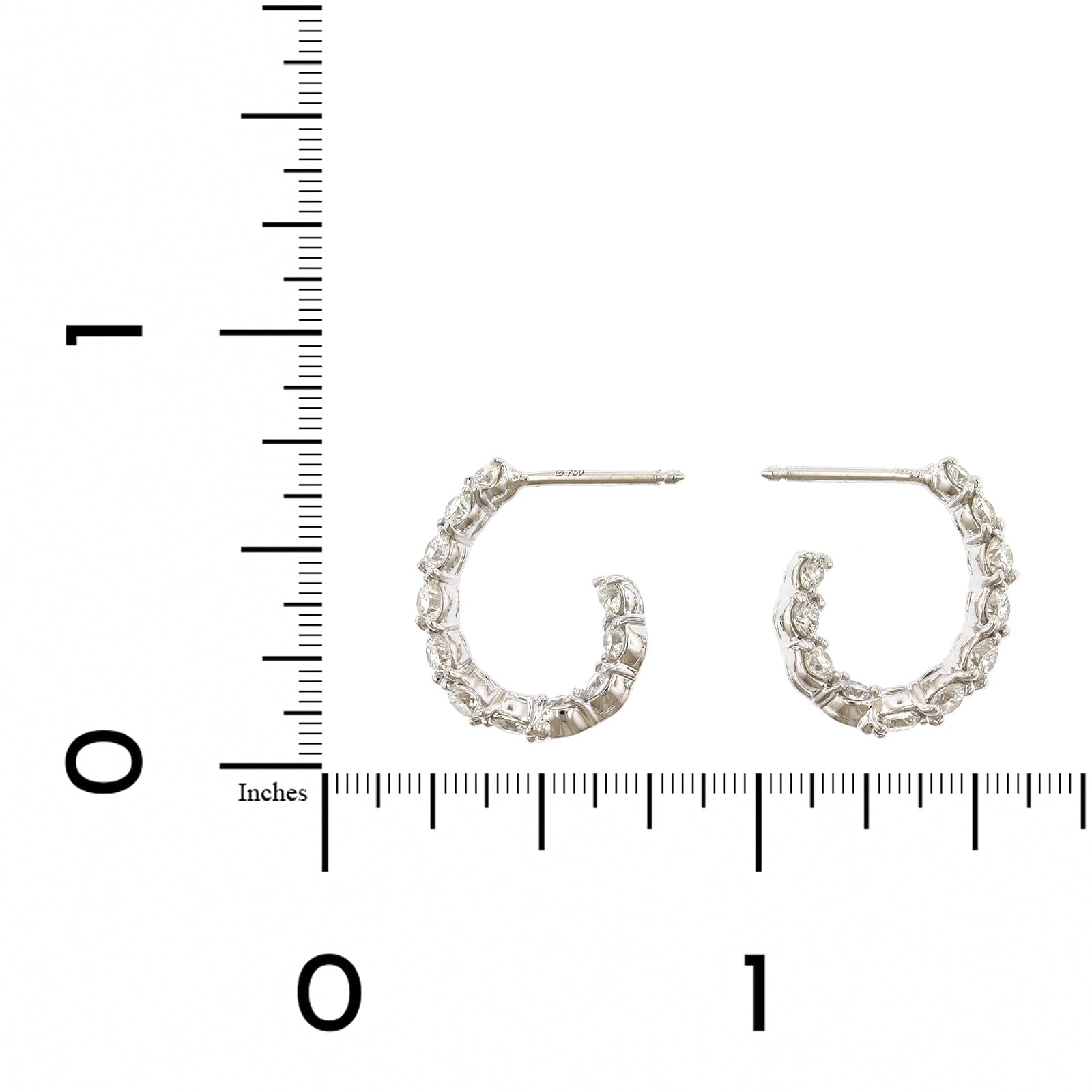 18K White Gold Diamond Hoop Earrings