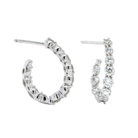 18K White Gold Diamond New Moon Hoop Earrings