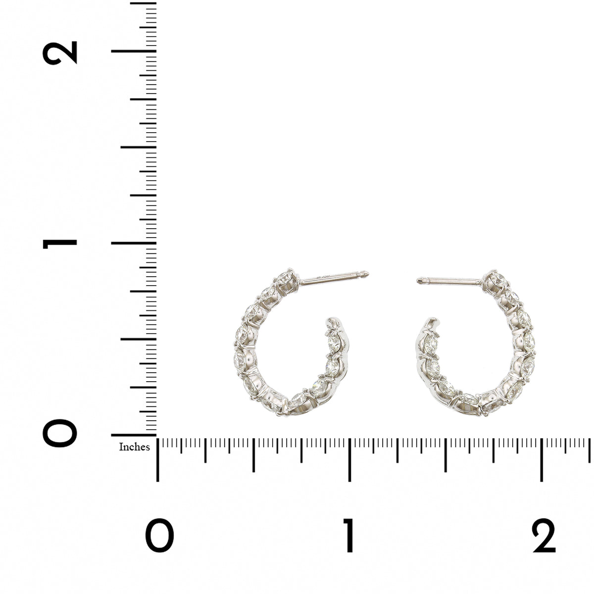 18K White Gold Diamond New Moon Hoop Earrings