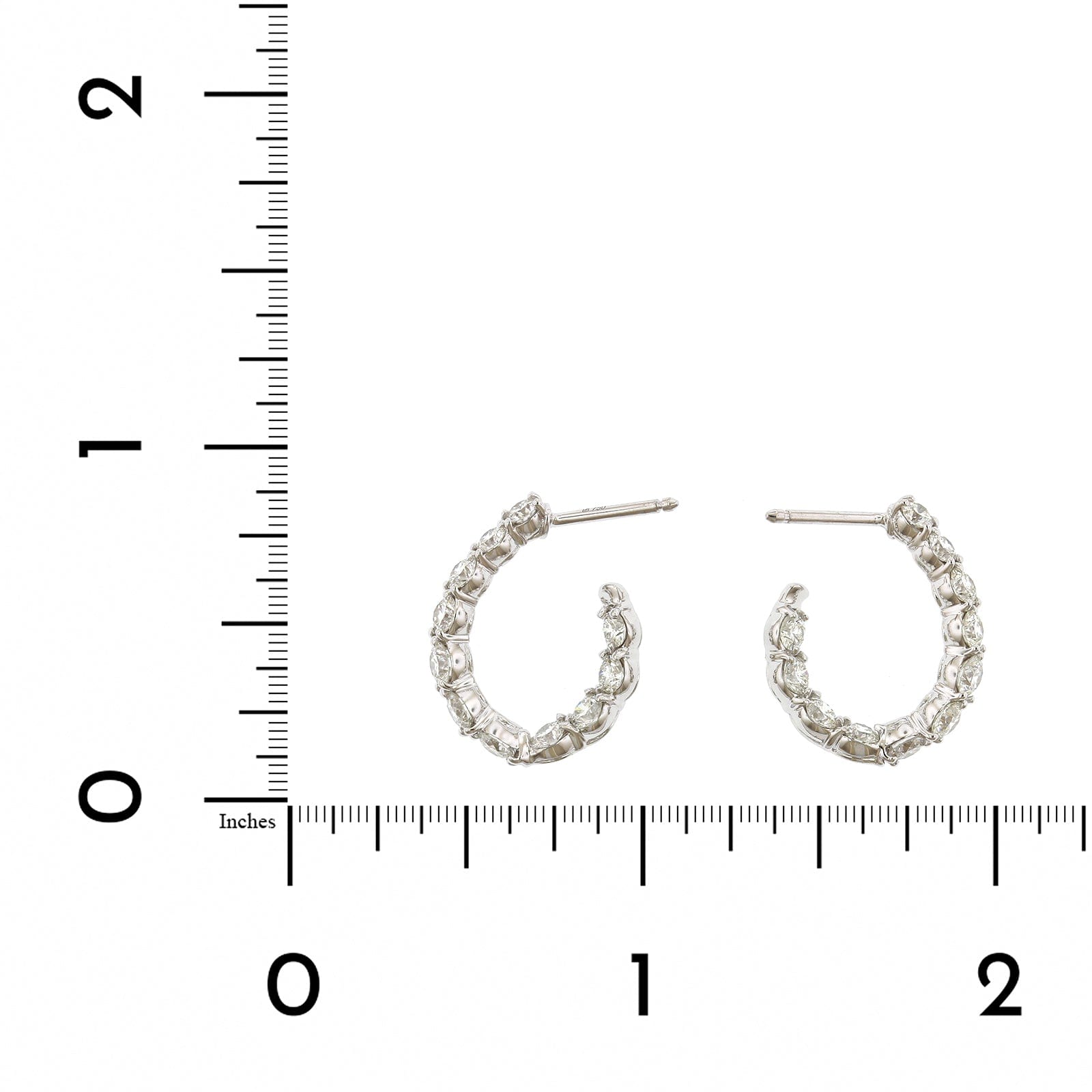 18K White Gold Diamond New Moon Hoop Earrings