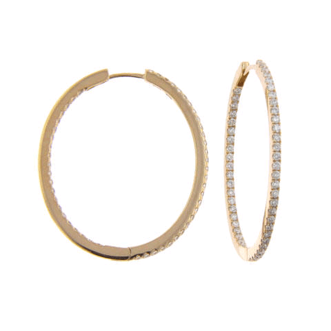 18K Yellow Gold Diamond Hoop Earrings