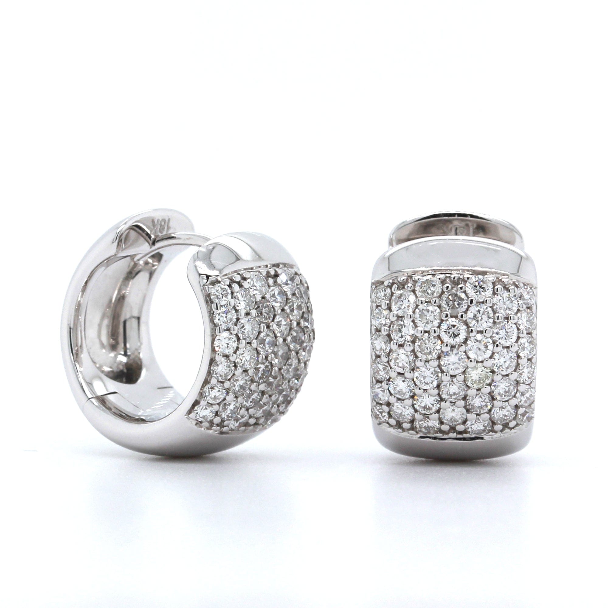 18K White Gold Pave Wide Huggie Earrings