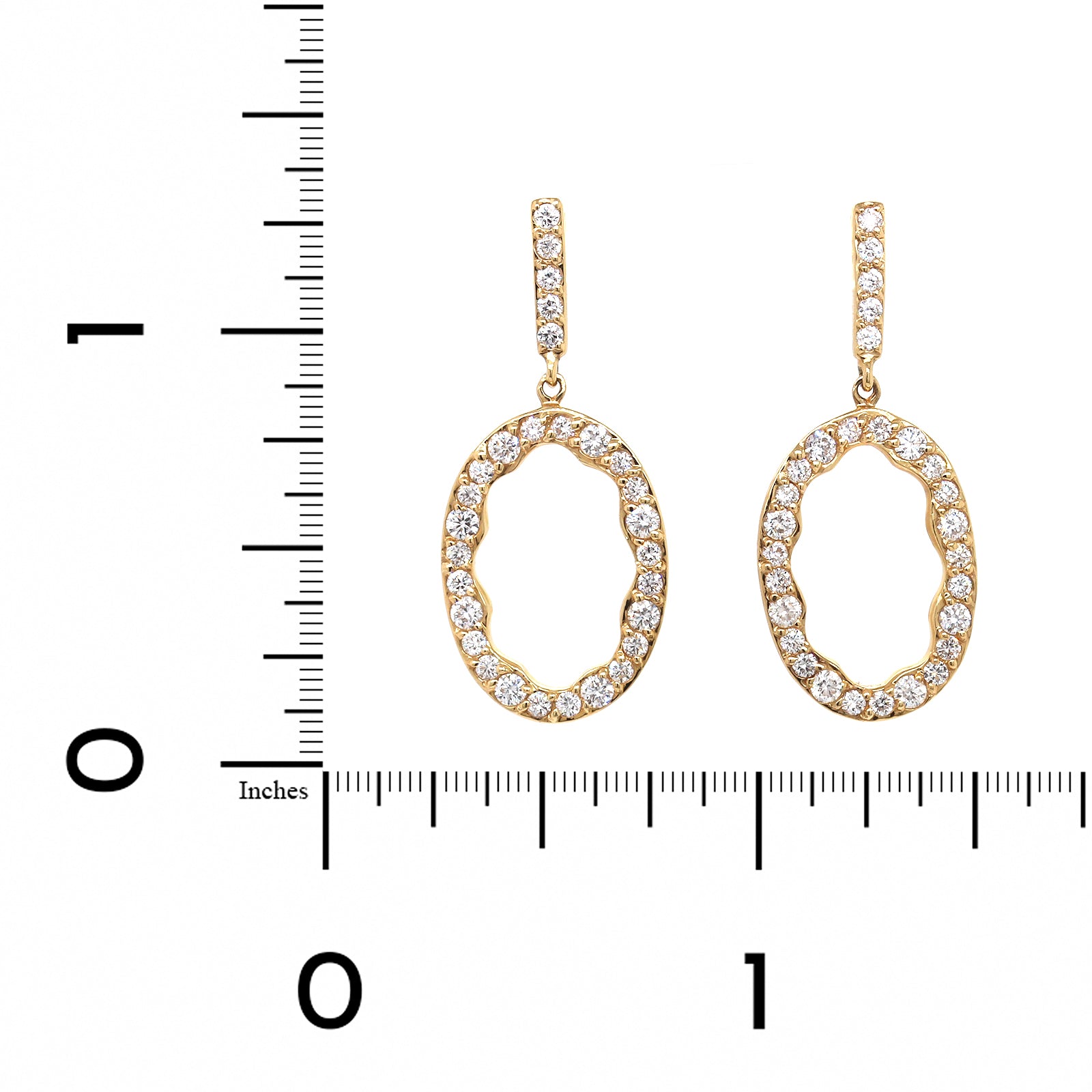 18K Yellow Gold Hexagon Drop Diamond Earrings