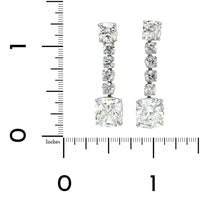 Platinum Cushion and Round Diamond Drop Earrings