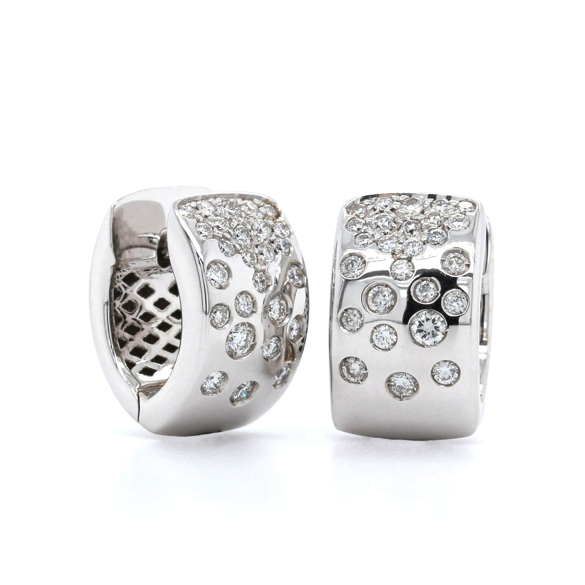 18K White Gold Diamond Huggie Earrings