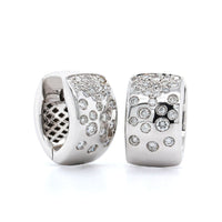 18K White Gold Diamond Huggie Earrings