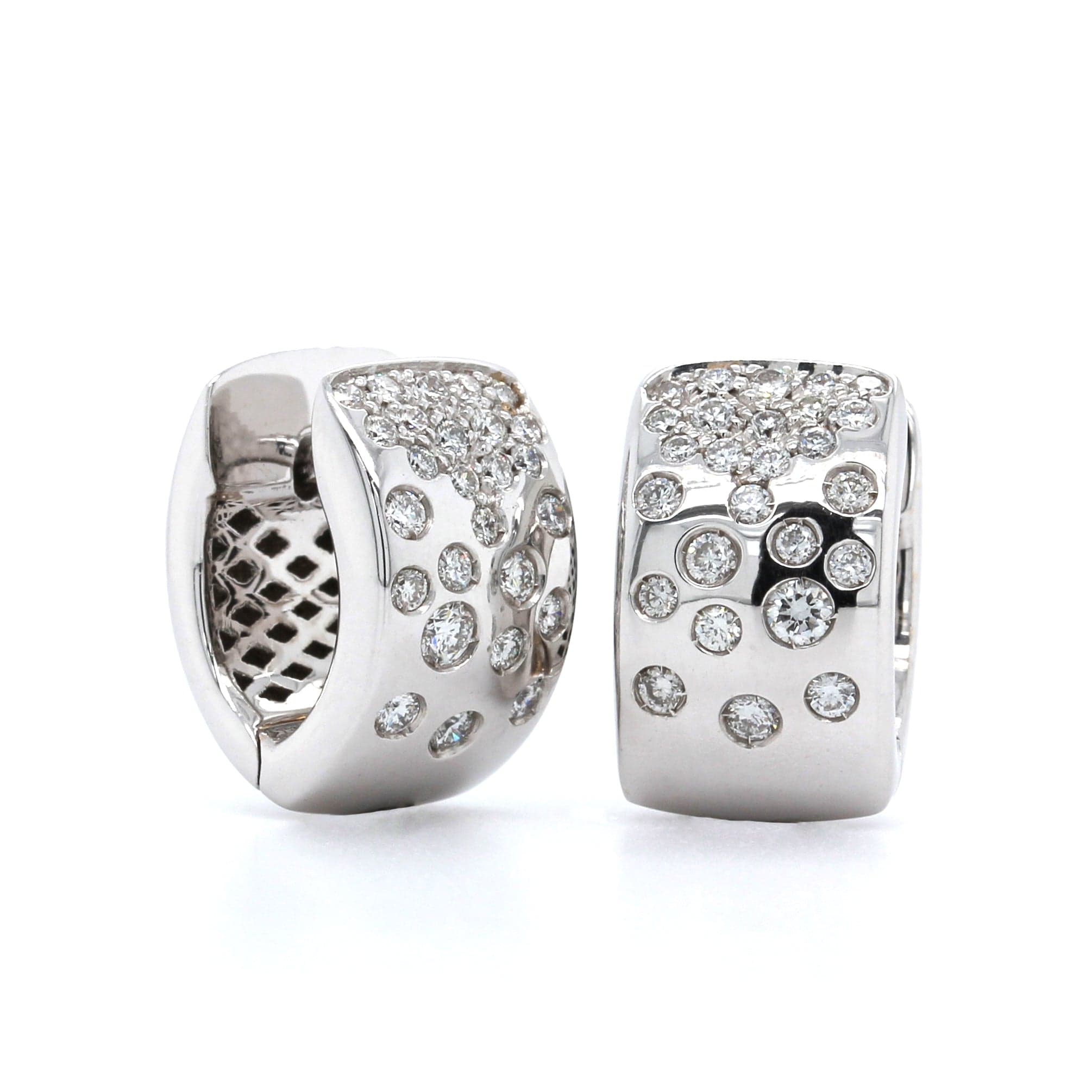18K White Gold Diamond Huggie Earrings