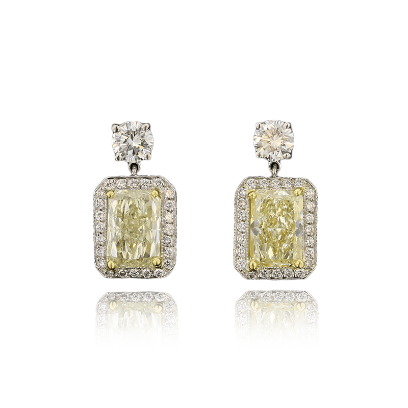 Platinum Fancy Yellow Diamond Earrings