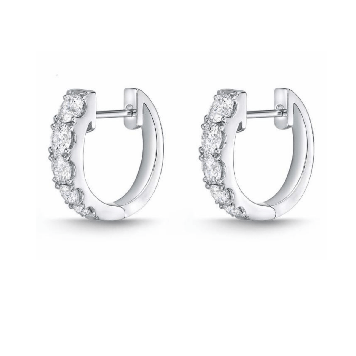 18K White Gold Mini Diamond Hoop Earrings