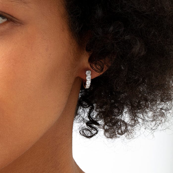 18K White Gold Mini Diamond Hoop Earrings