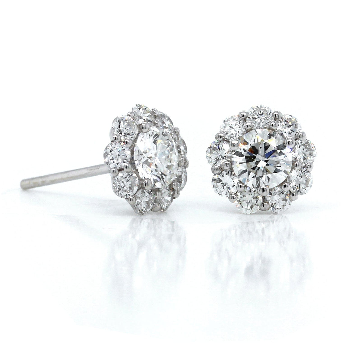 18K White Gold Diamond Bouquet Stud Earrings