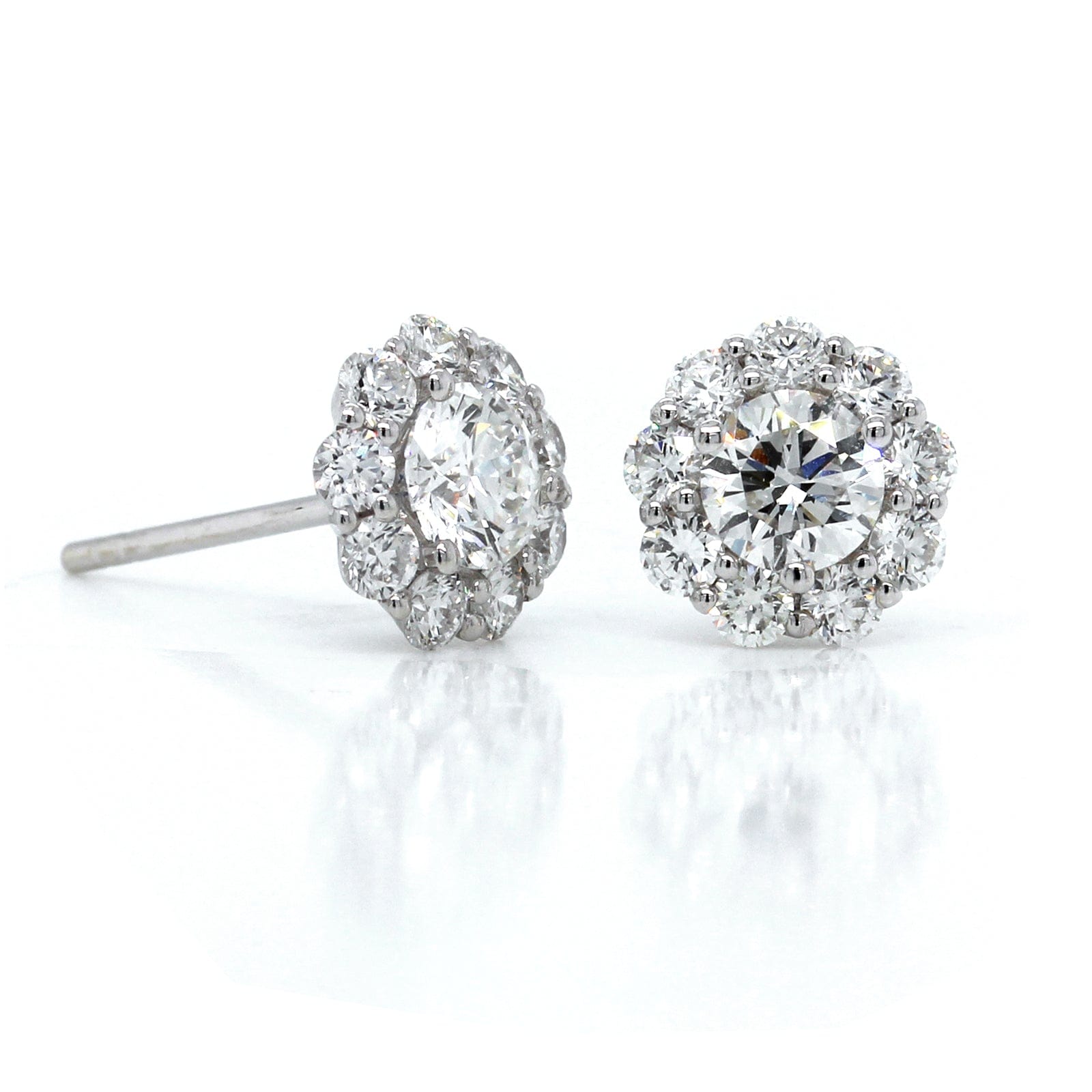 18K White Gold Diamond Bouquet Stud Earrings