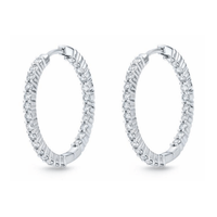 18K White Gold Diamond Hoop Earrings