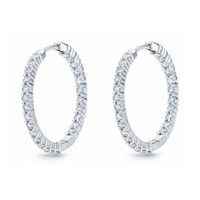 18K White Gold Diamond Hoop Earrings