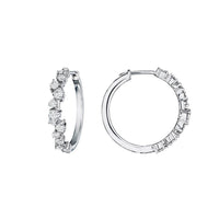 18K White Gold Diamond Hoop Earrings
