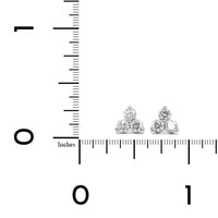 14K White Gold Three Stone Diamond Cluster Stud Earrings