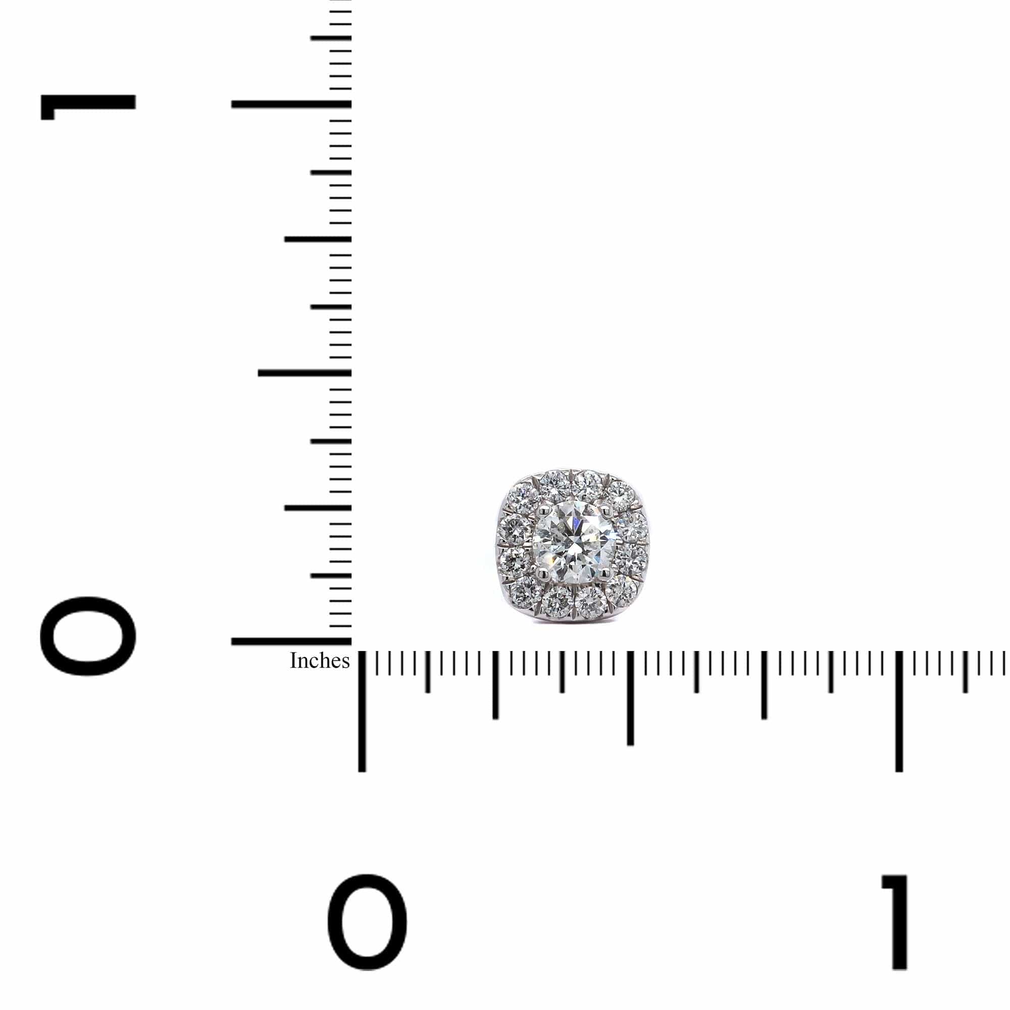 14K White Gold Diamond Halo Stud Earrings
