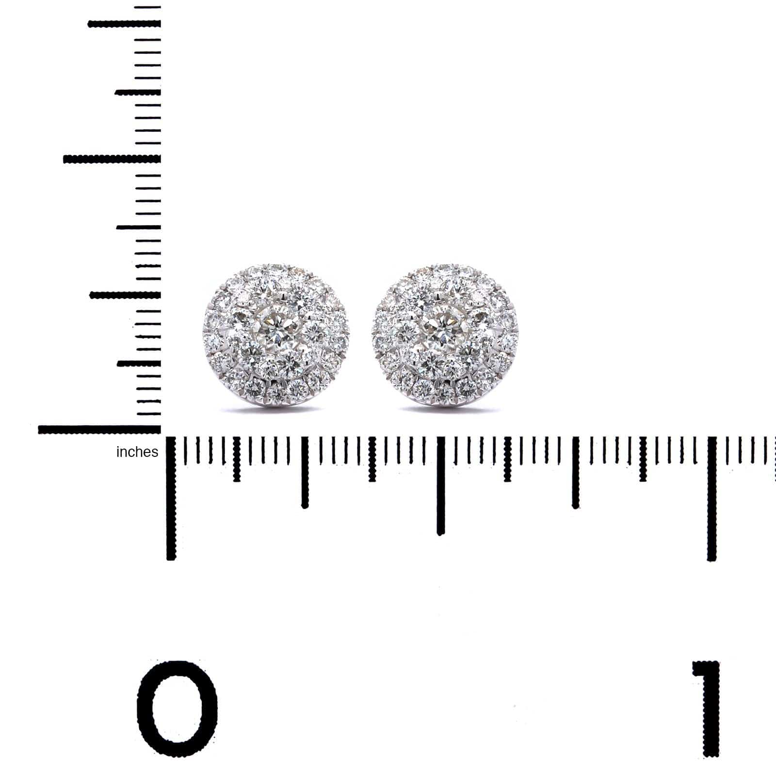 14K White Gold Double Halo Diamond Stud Earrings
