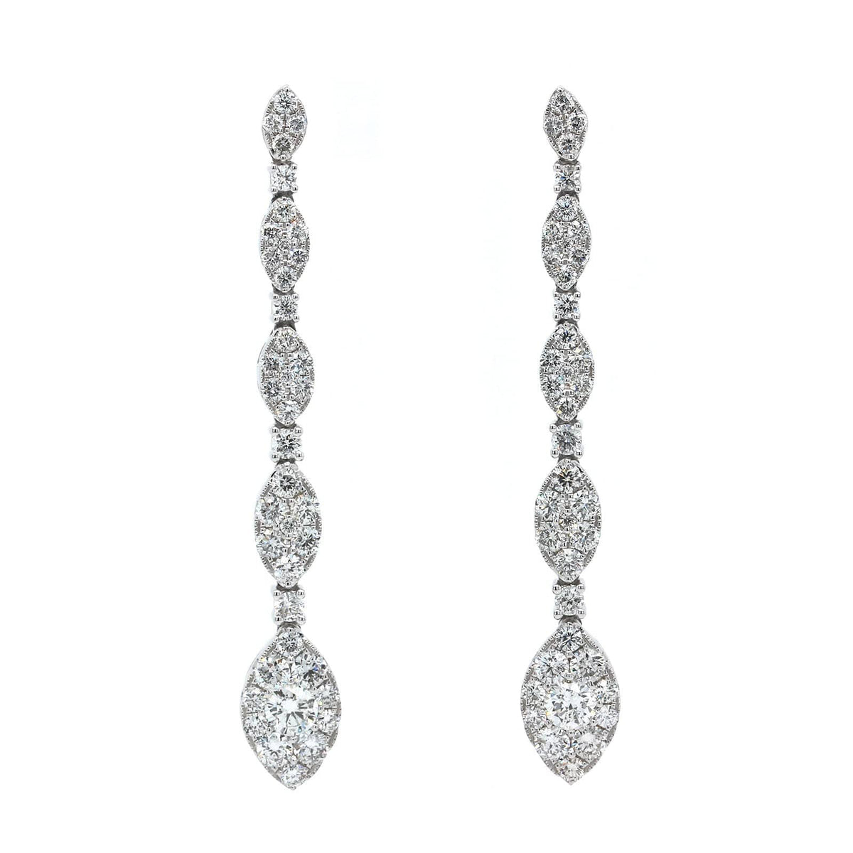 14K White Gold Diamond Drop Earrings