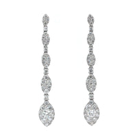 14K White Gold Diamond Drop Earrings