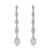 14K White Gold Diamond Drop Earrings